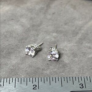 Sparkling Sterling Silver Pink CZ stud Earrings
